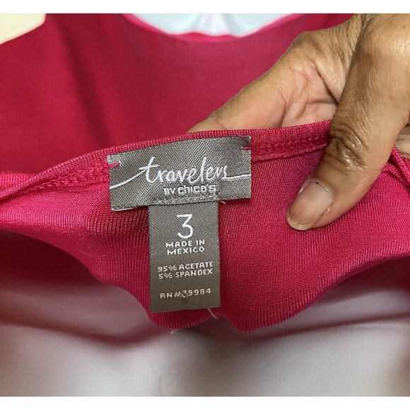 NWT‎ Hot Pink Chicos Travelers Shirt GABY Size 3 Large XL 3/4 Sleeve Raspberry - Picture 5 of 8